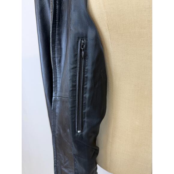 Fionte Italian Black Leather Mens Bomber Jacket XS #1-0164 Italy - Picture 11 of 13